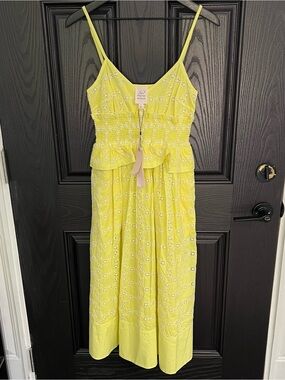 Cinq a Sept Cotton Debie Eyelet Midi Dress Size 2